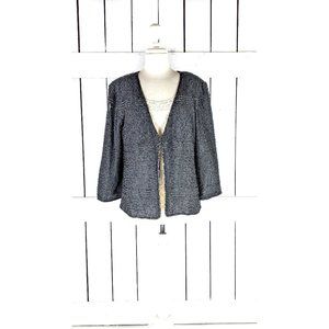 90s vintage black beaded cover up evening blazer jacket XL